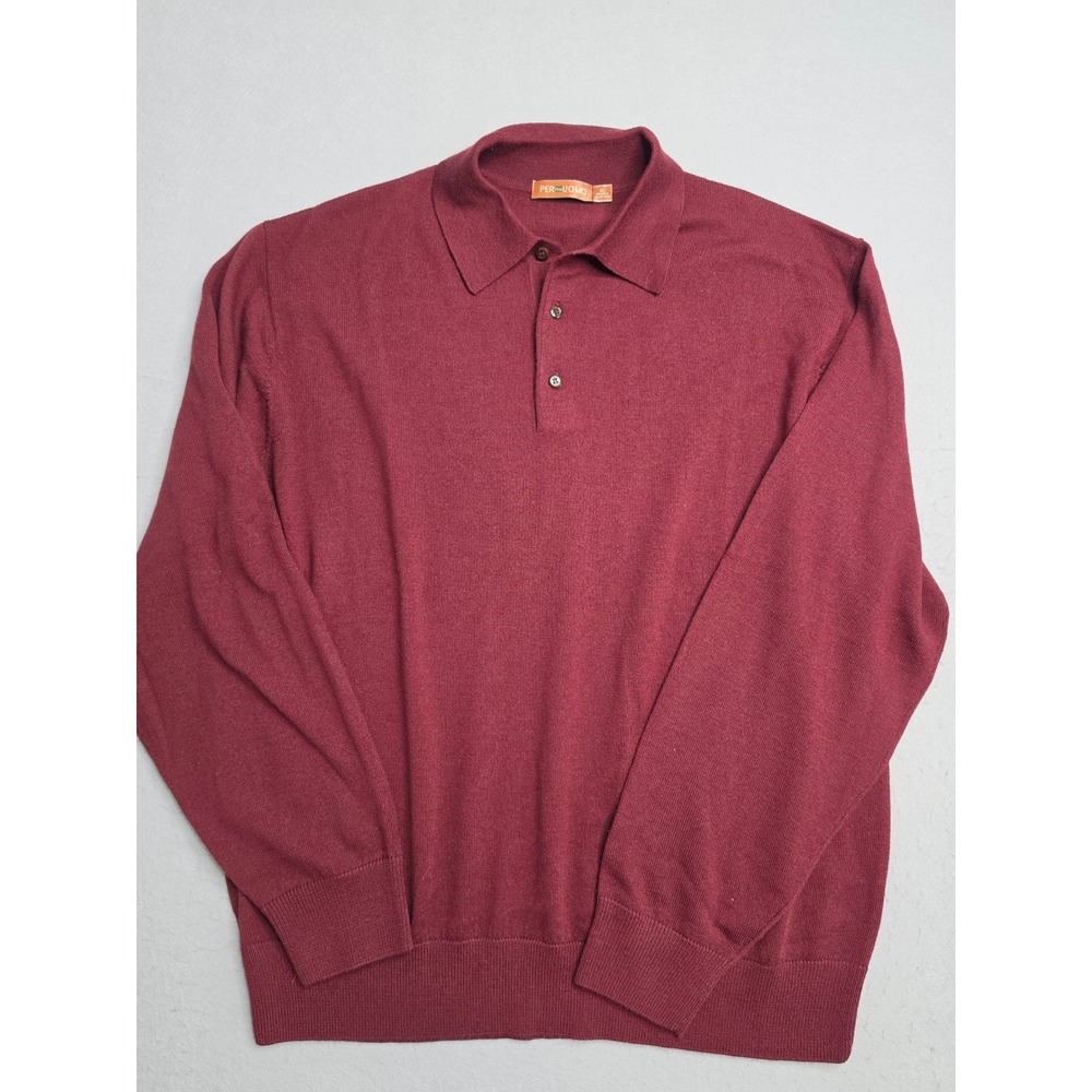 Per Me Uomo Sweater Men's XL Maroon Extra Fine Merino Wool Tight Knit Winter